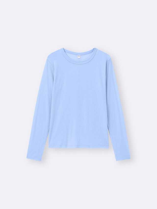 GUのソフトシアークルーネックT