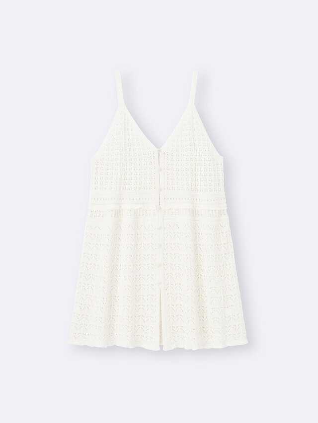 GUの透かし編みニットキャミソールチュニック