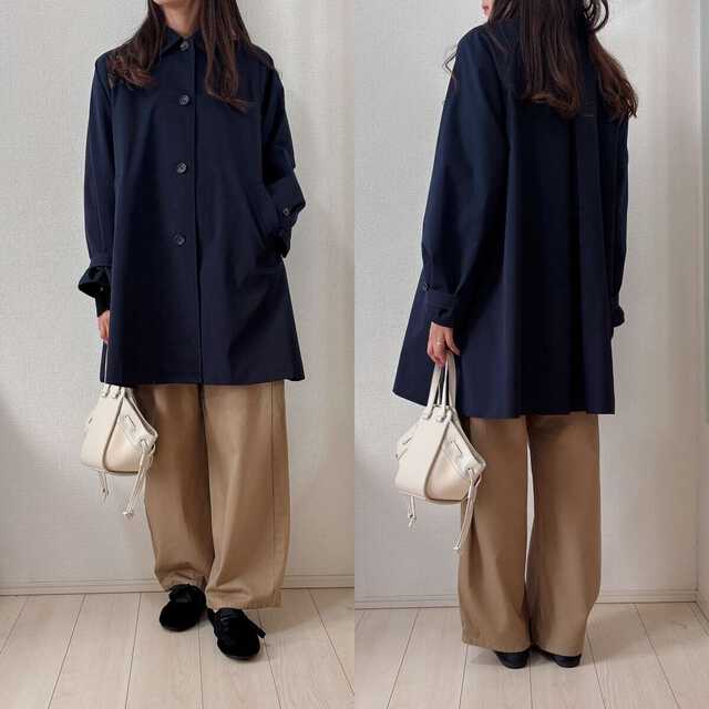 GUバルマカーンAラインハーフコート　チノパンコーデ