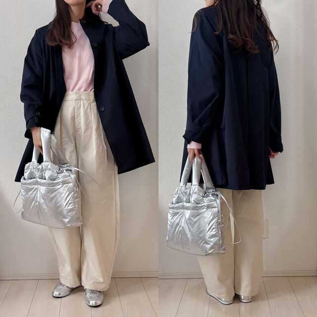 GUバルマカーンAラインハーフコート　ホワイトパンツの春色コーデ