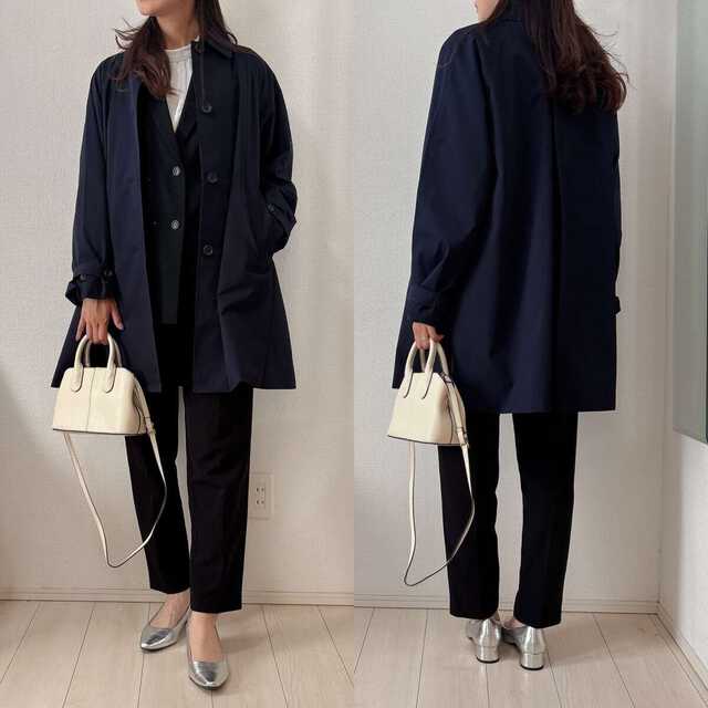 GUバルマカーンAラインハーフコート　ジレ×パンツコーデ