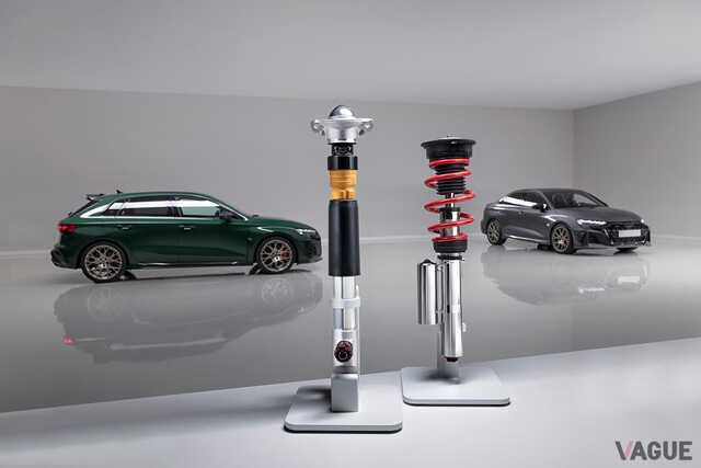 アウディの限定車「RS3コンペティションリミテッド」に採用する手動調整式のコイルオーバーサスペンション
