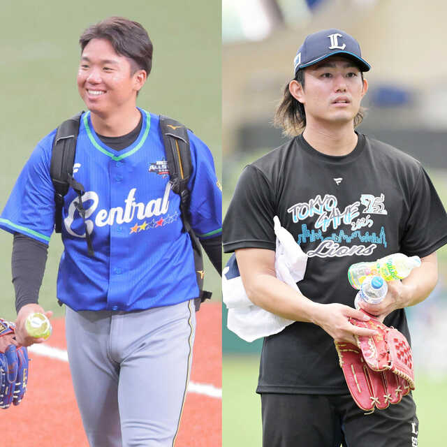 セ・リーグ先発・村上頌樹（左）とパ・リーグ先発・今井達也