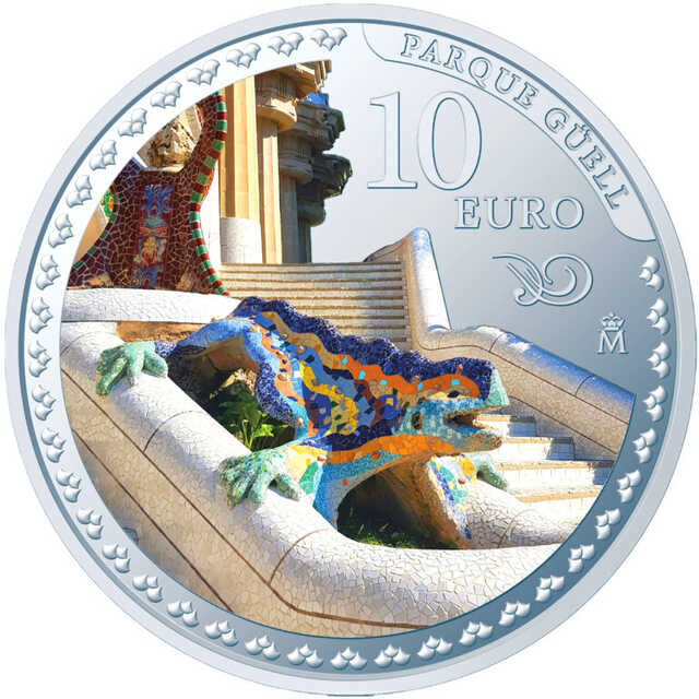 10ユーロカラー銀貨_グエル公園_裏面