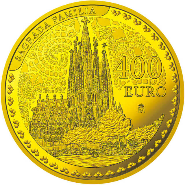 400ユーロ金貨<サグラダ・ファミリア>表面