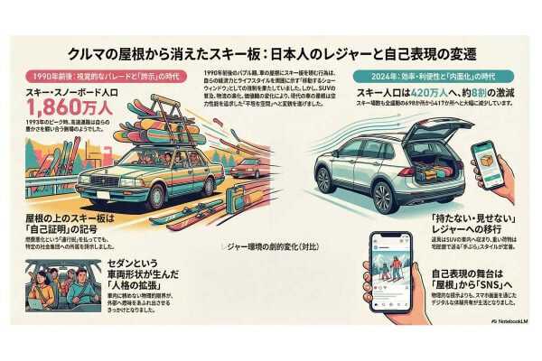 日本人のスキーレジャー変遷比較。