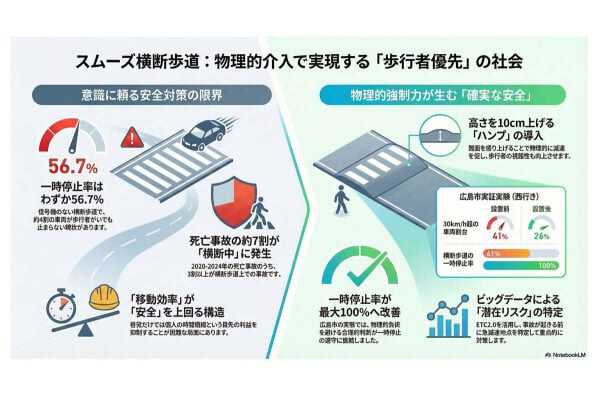 スムーズ横断歩道と物理的介入。
