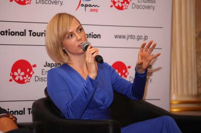 イライザ役のシャーロット・ケイト・フォックスさん。2015年に日本政府観光局主催のセミナーに出席した際の姿　(C)JNTO