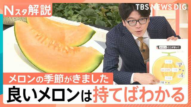 おいしいメロンの見分け方、ツルに近い上部と、下部のおしりでは