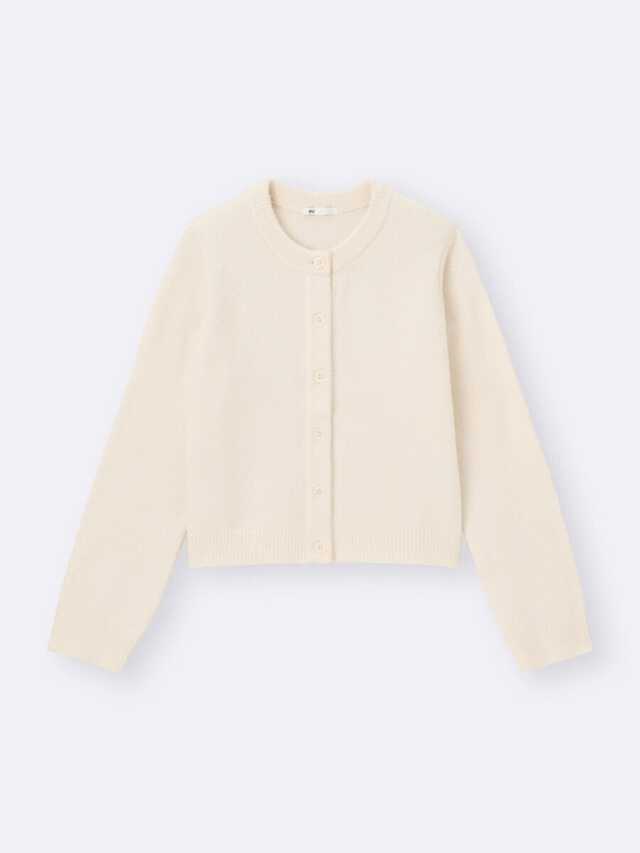 パフニットクルーネックカーディガン 2026gu春値下げ大人女性おすすめパフニットクルーネックカーディガン