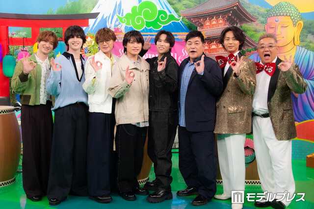 （左から）宮田俊哉、玉森裕太、横尾渉、二階堂高嗣、千賀健永、富澤たけし、藤ヶ谷太輔、伊達みきお（C）モデルプレス