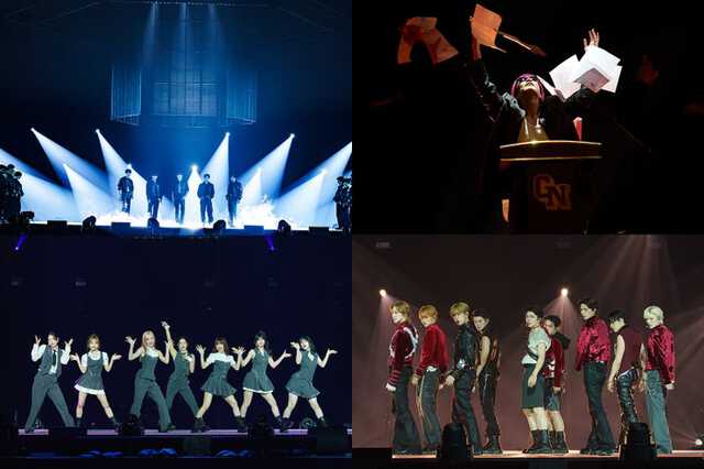 （左上から時計回りに）ZEROBASEONE、GAN（岩田剛典）、&TEAM、ME:I「KCON JAPAN 2026」（C）CJ ENM Co., Ltd, All Rights Reserved