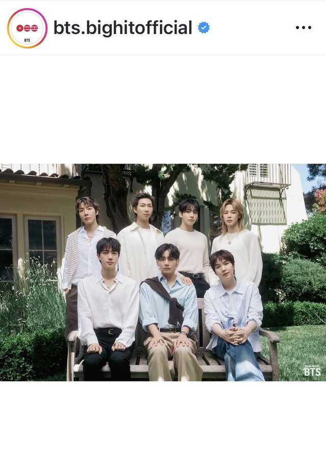 ＢＴＳの公式インスタグラム（＠bts.bighitofficial）より