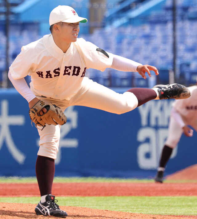好投する早大先発の香西一希（カメラ・池内　雅彦）