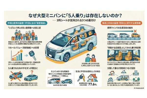大型ミニバン3列シートの理由。