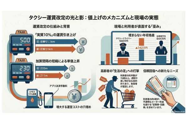 タクシー運賃改定の解説。